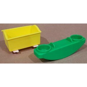 ILLCO YELLOW CRADLE GREEN TEETER TOTTER SEE SAW PLASTIC DOLLHOUSE FURNITURE 2 PC